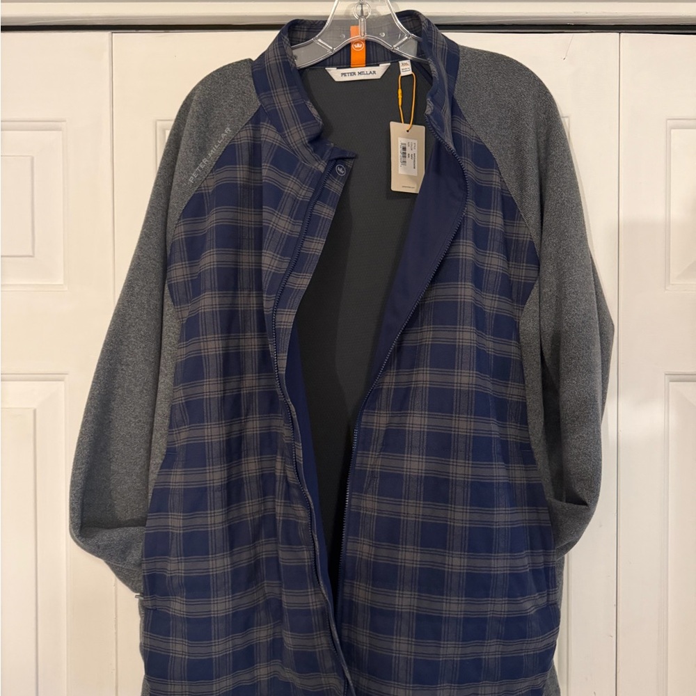 NWT Peter Millar Men's Navy Merge Elite Flannel Hybrid Jacket XXL - Picture 2 of 8